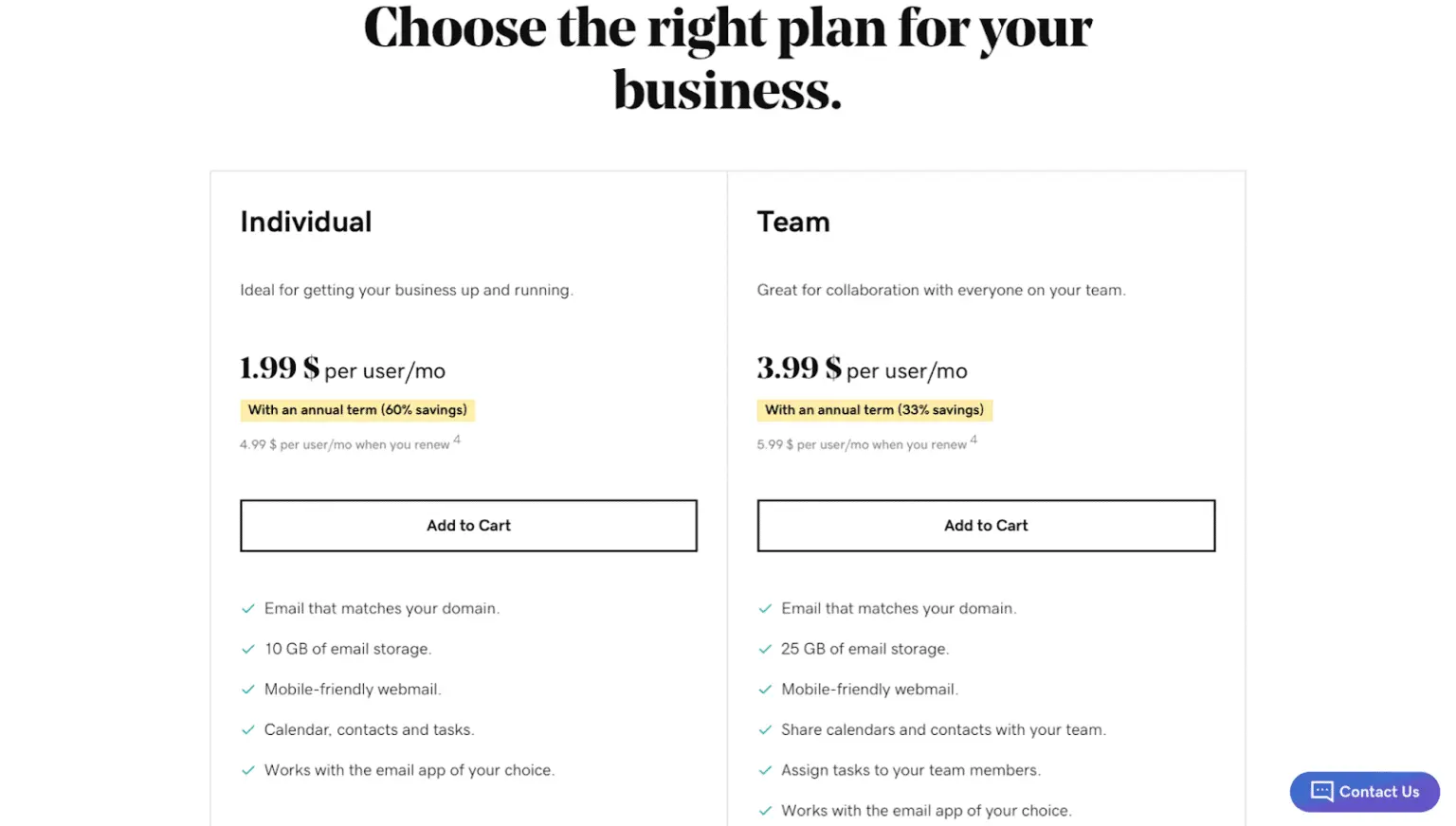 Choose the right plan